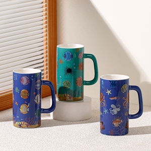 Tazas de Cerámica de 14 oz con Diseños Nuevos de Fábrica, Taza de Porcelana con Patrón del Mundo Animal Marino para Cerveza, Té o Agua, Apta para Lavavajillas - Product Image 4