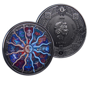 Moneta Commemorativa in Metallo Antico con Tema Zodiacale, Motivo Sole Luna Dodici Costellazioni, Cultura Astrologica - Product Image 4