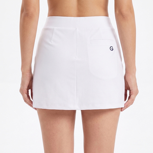 Jupe <span class=keywords><strong>de</strong></span> sport pour femme 2-en-1 avec logo personnalisé 2026, jupe-short avec poches discrètes, extensible dans les 4 sens, en nylon et élasthanne respirant, pour le golf et le tennis - Product Image 3