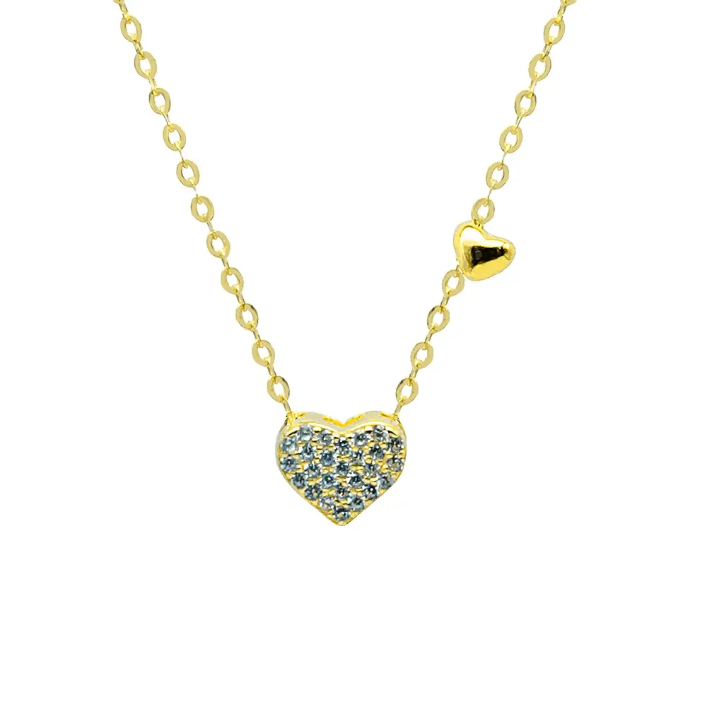 Dainty Necklace 925 Sterling Silver Necklace Zircon Heart Pendent Necklace Jewelry collares de plata