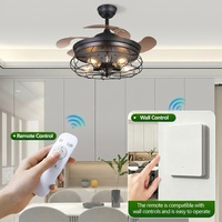 Ventilateur de plafond rétractable de 42 pouces avec 5 ampoules E27, télécommande optionnelle Tuya Smart, moteur DC tout cuivre, pour maison et hôtel