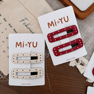 Horquilla de cuero de lunares rojos que combina con todo, nueva horquilla BB con flequillo de estrella destrozada de lado dulce para niñas, accesorios para el cabello de fiesta - Product Image 2