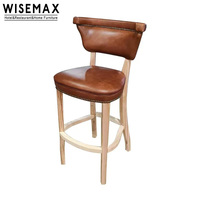 WISEMAX FURNITURE Mobilier de bar vintage américain, chaises de bar en bois massif, tabourets de restaurant avec décorations à rivets pour hôtel, café