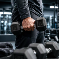 Haltères en caoutchouc JIECHUANG - Poignée durable et confortable pour la musculation à domicile, poids de 80 lb, exercices de fitness complets