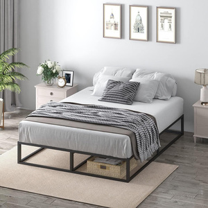 Cadre de lit en métal avec <span class=keywords><strong>sommier</strong></span> à lattes en bois, assemblage facile, tailles double et king size, mobilier moderne, base de lit pliable - Product Image 5