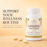 Extrait de Ginseng 12,5 mg Ginsénosides 60 Capsules Molles Complément Alimentaire Soutien Immunitaire