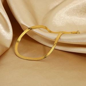 Best Selling 5mm Snake Chain 18k Gold Plated 316L Stainless Steel <strong>Anklets</strong> Set Cuban Link Chain Foot Jewelry For Women - Product Image 4