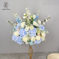 Ramo de Flores DKB de Venta Directa de Fábrica, Ramo de Flores Hecho a Mano Azul para Decoración de Bodas y Centros de Mesa