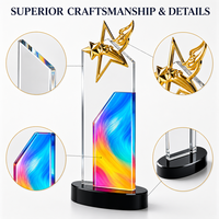 Trophée personnalisé en métal et cristal, récompense étoile dorée pour service, souvenir de réunion annuelle pour employé exceptionnel, vente en gros