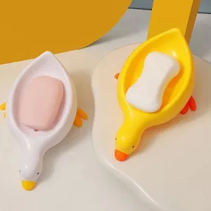 Porte-savon en forme de canard mignon, plateau de drainage en plastique, support auto-drainant, support de rangement multifonctionnel, accessoires de salle de bain, 1 pièce - Product Image 2