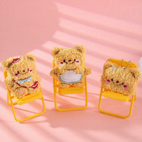 Adorable mini porte-clés en peluche ours mignon et moelleux, pendentif de sac animal de dessin animé Kawaii doux pour filles