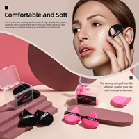 BS-MALL Borla de Maquillaje Triangular al por Mayor con Logotipo Personalizado, Borla de Polvo Cosmético de Terciopelo Suave en Forma de Cuña para Polvo Mineral Suelto