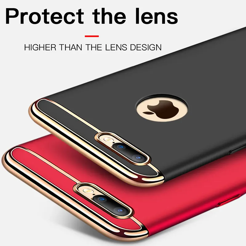 Luxury Plating Shockproof Phone Case For iphone 7 8 Plus 6 6s 5 5s PC Matte Hard Cover For iphone X Xr Xs 11 12 13 Pro Max Case