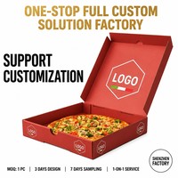 Boîte à pizza en carton ondulé imprimée en couleur personnalisée, conteneur pliable de qualité alimentaire pour l'emballage de pizzas italiennes à emporter