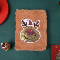 Carnet de Noël en peluche moelleuse avec paillettes, Père Noël, renne, bonhomme de neige, sapin de Noël, couverture douce et duveteuse, journal d'écriture pour les fêtes