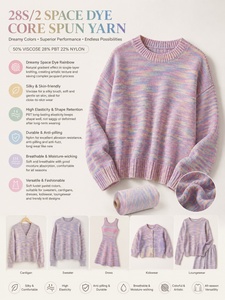 Filato Misto Salud 28S Anti-Pilling in Viscosa PBT Nylon, Filato Core Spun Sfumato Macaron per <span class=keywords><strong>Maglieria</strong></span> Donna - Product Image 3