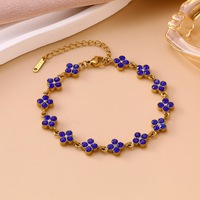 Bracelet en acier inoxydable avec zircon coloré en forme de fleur à quatre feuilles pour femmes, bracelet plaqué or 18 carats de luxe, bijoux imperméables, cadeau