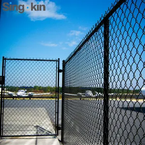 Heavy Duty Black Vinyl Coated Chain Link Construction Fences And Gates