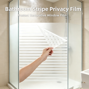 Pellicola per Finestre a Strisce Orizzontali Satinata, Decorativa e Privacy, Adesiva Statica per Bagno e Divisori Ufficio - Product Image 1