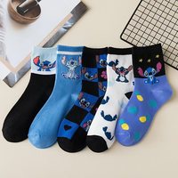 Nouvelles chaussettes de sport en coton mignonnes et amusantes de haute qualité avec logo personnalisé, motif de dessin animé Stitch