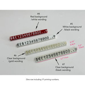 Étiquette personnalisée en plastique pour symboles de devises (JPY, THB, KRW, MYR, PESO, Dollar, Euro, Livre) pour affichage de <span class=keywords><strong>prix</strong></span> de détail sur bijoux et montres - Product Image 5