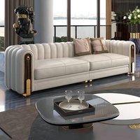 Erschwingliches Luxus-Wohnzimmermöbel 3-Sitzer-Couch Premium-Qualität Ledersofa