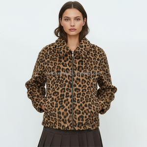 Giacca in Ecopelliccia con Zip Personalizzata da <span class=keywords><strong>Donna</strong></span>, Stampa Leopardata per l'Inverno - Product Image 1