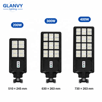 Farola Solar Todo en Uno de 200W 300W 400W IP65 con Carcasa de ABS, Poste Telescópico, Sensor de Luz para Ahorro de Espacio en Carreteras