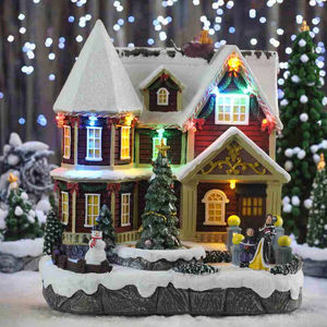 Villa Navideña de Poliresina <span class=keywords><strong>con</strong></span> Escena de <span class=keywords><strong>Navidad</strong></span> LED, Música y <span class=keywords><strong>Movimiento</strong></span> del Árbol, Éxito de Ventas - Product Image 1