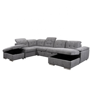 <span class=keywords><strong>Canapé</strong></span> de salon de luxe haut de gamme <span class=keywords><strong>gris</strong></span> <span class=keywords><strong>clair</strong></span> en forme de U, <span class=keywords><strong>canapé</strong></span> inclinable avec dossier, <span class=keywords><strong>canapé</strong></span>-<span class=keywords><strong>lit</strong></span> avec ottoman et rangement - Product Image 6