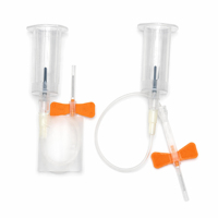 Aiguille papillon stérile de sécurité Sol-KL Medical Supply 21G 23G 25G pour prélèvement sanguin avec support pré-attaché