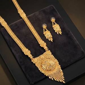 Wholesale Fashion 14K 18K 24K Gold Plated Women's Long Necklaces Floral Design Indian Wedding Jewelry - Product Image 1