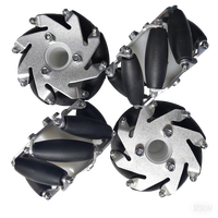 14159 Ensemble de roues Mecanum en acier inoxydable et alliage d'aluminium de 60 mm et 31 mm avec 2 roues gauche et 2 droites, 8 rouleaux, capacité de charge de 10 kg
