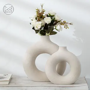 Jarrón de cerámica con forma de círculo, 9,25 florero de "de alto