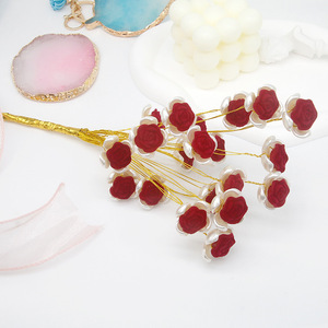Perles en résine floquées en forme de rose pour bijoux DIY, pinces à cheveux, accessoires de mariage, rose, rouge, bordeaux, violet clair - Product Image 2
