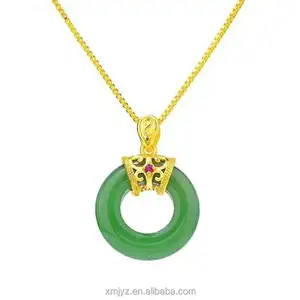 Messing vergoldete Halskette Imitation Jin'an Chalcedon Sicherheits schmuck Anhänger Exquisite Craft Damen Accessoires