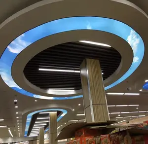 ZHIHAI rénovation de bâtiments nouveau design chaud ciel impression faux plafond boutiques décor cercle dimmable LED boîte à lumière