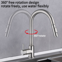 Robinet de cuisine thermostatique moderne en acier inoxydable brossé avec douchette extractible et rotation à 360° pour eau chaude/froide