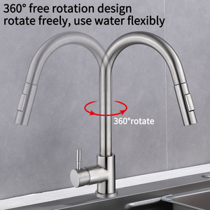 Robinet de cuisine thermostatique moderne en acier inoxydable et céramique avec douchette extractible, rotation à 360°, <span class=keywords><strong>mitigeur</strong></span> eau chaude/froide pour usage hôtelier - Product Image 3
