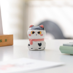 Ornement en céramique créatif motif cœur de chat mignon pour bureau, décoration apaisante, anti-stress, petit cadeau - Product Image 2