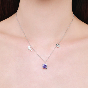 Collier pendentif SPJ de luxe en argent sterling S925 avec symbole du signe du zodiaque Scorpion Taureau et pierre de naissance pour femme - Product Image 2