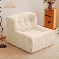 Kursi Lantai Sofa Lipat Mewah Tanpa Lengan dalam Kotak, Kursi Santai Berumbai Korduroi, Perakitan Mudah untuk Apartemen Kecil
