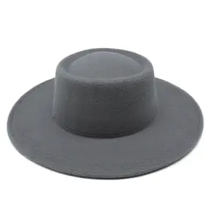 Design sua própria moda nova qualidade larga aba homem mulheres pork pie cinza trilby fedora chapéu