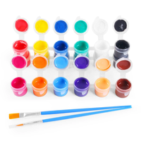 Ensemble de peinture miniature réutilisable, 12 couleurs, bandes de peinture acrylique avec 2 pinceaux, pots de peinture acrylique non toxiques