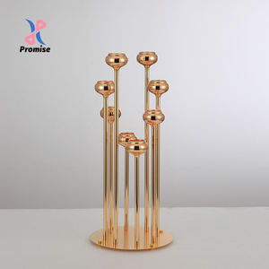 Düğün ziyafet salonu noel süslemeleri otel masa çiçek için 8 katmanlı altın elektroliz demir mumluk söz - Product Image 1