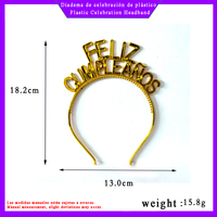 Serre-tête 3D en plastique « Feliz Cumpleaños » à lettres bulles, à étages, pour fête, célébration d'anniversaire espagnole, décoration, directement de l'usine