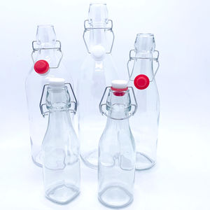 Bouteille d'eau en verre souple transparente avec clip de fermeture / Style spécial hermétique 500 750 1000ml Contenant de boisson à ouverture basculante - Product Image 2