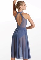 Robe de danse moderne personnalisée avec jupe en maille transparente, costume de scène lyrique