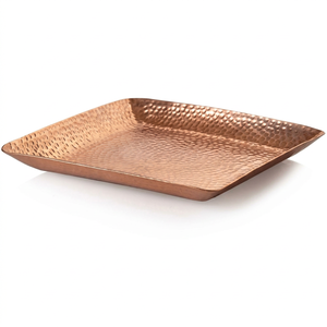 Plateau de service rond en cuivre poli, design moderne discret, écologique, durable, fait main - Product Image 1