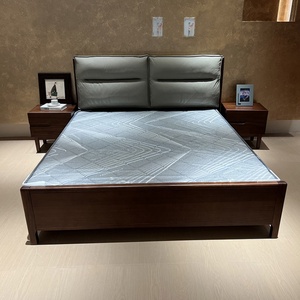 Lits doubles et lits king en bois massif de style moderne avec dossier souple fabriqués à la main pour la maison, meubles muraux, chambre à coucher - Product Image 2